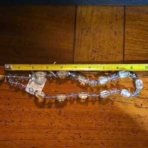 Vendome Satin Clear and Blue Crystal Beaded Necklace